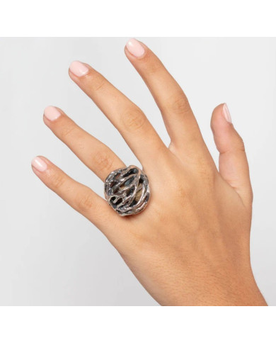 ANELLO SASSI GRANDE ARGENTO 925 E PEPITE BRONZO