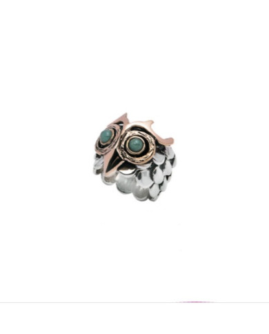 ANELLO CIVETTA SMERALDI ARGENTO 925 E BRONZO
